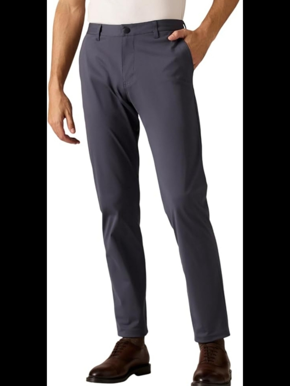 RHONE Classic Commuter Grey/Blue Slim Fit Flat Front No Iron Dress Pants Mens 30